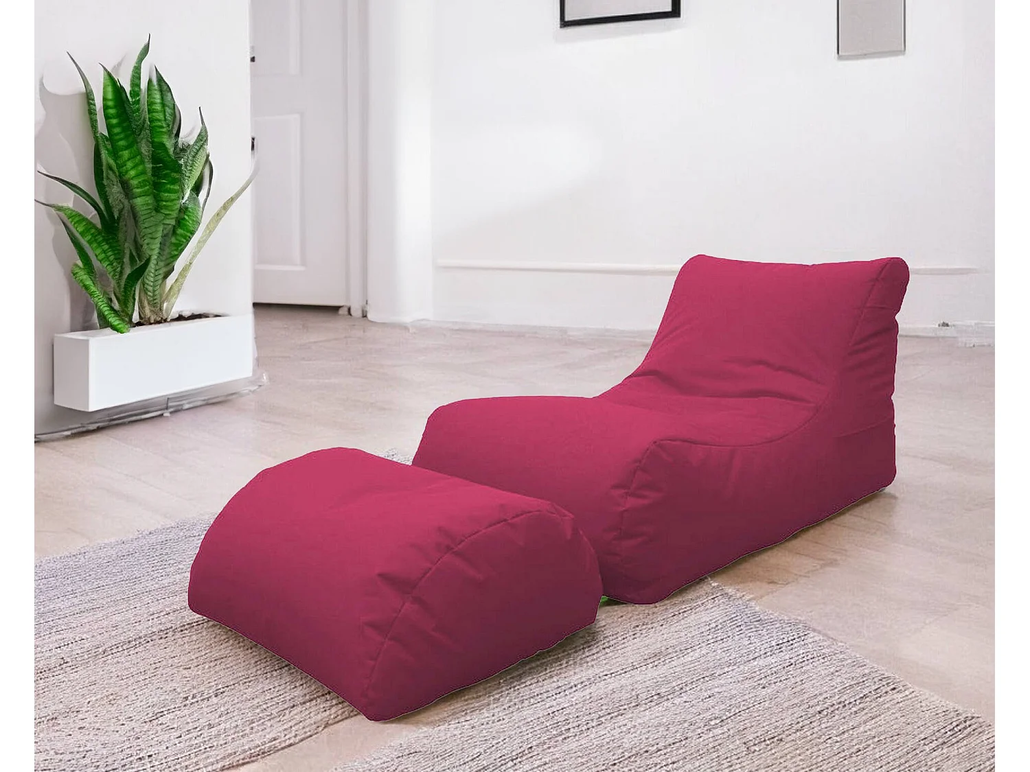 Pouf Alton, Fauteuil polyvalent, Chaise sac, Pouf repose-pieds, Made in Italy, 120x80 h60 cm, Fuchsia