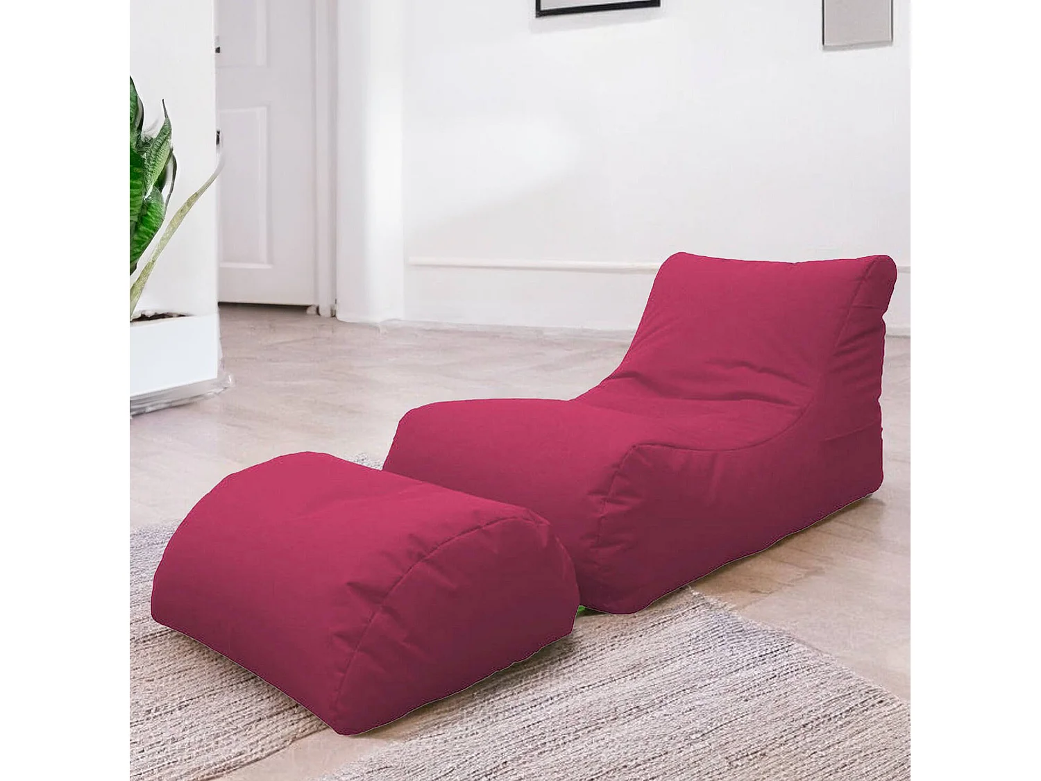 Alton poef, Multifunctionele fauteuil, Zitzak, Voetenbank poef, Made in Italy, 120x80 h60 cm, Fuchsia