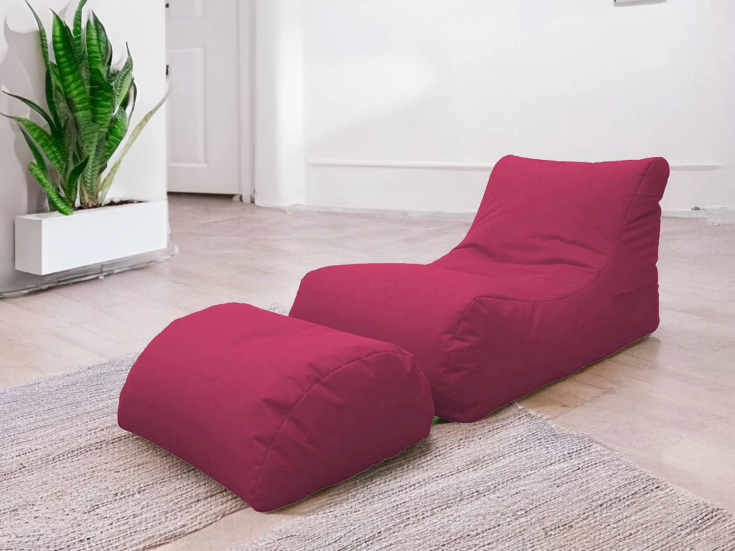 Pouf Alton, Fauteuil polyvalent, Chaise sac, Pouf repose-pieds, Made in Italy, 120x80 h60 cm, Fuchsia