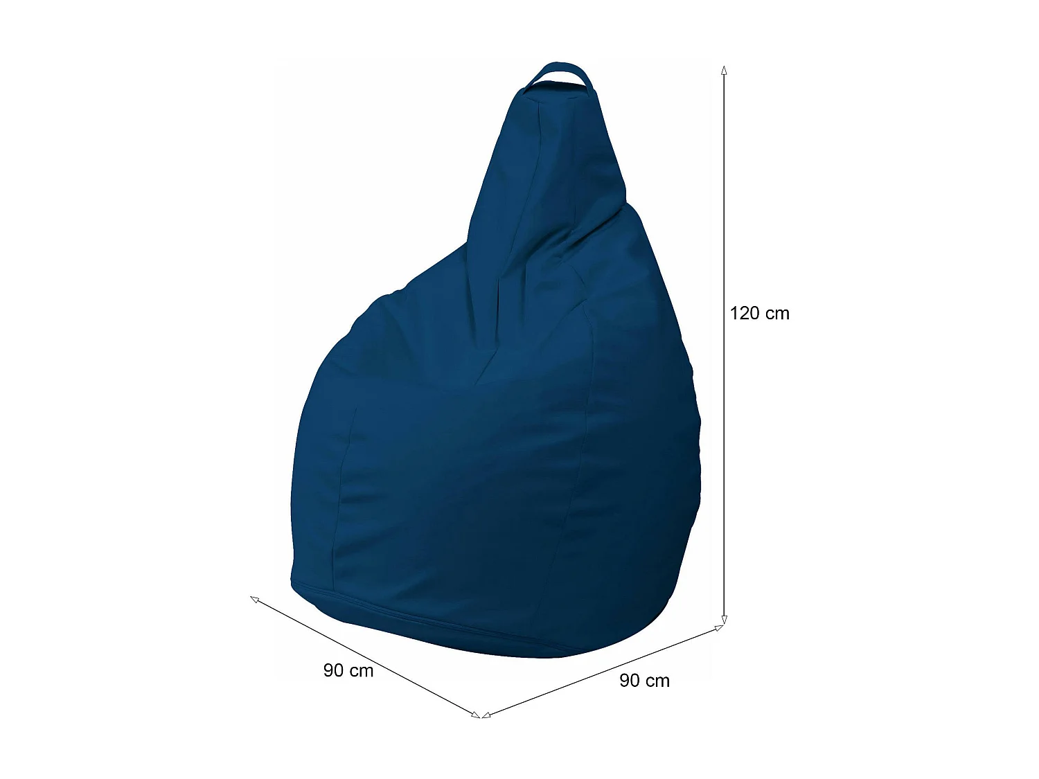 Pouf Aunter, Mehrzwecksessel, Sitzsack, Hockerhocker, Made in Italy, 90x90 h120 cm, Blau