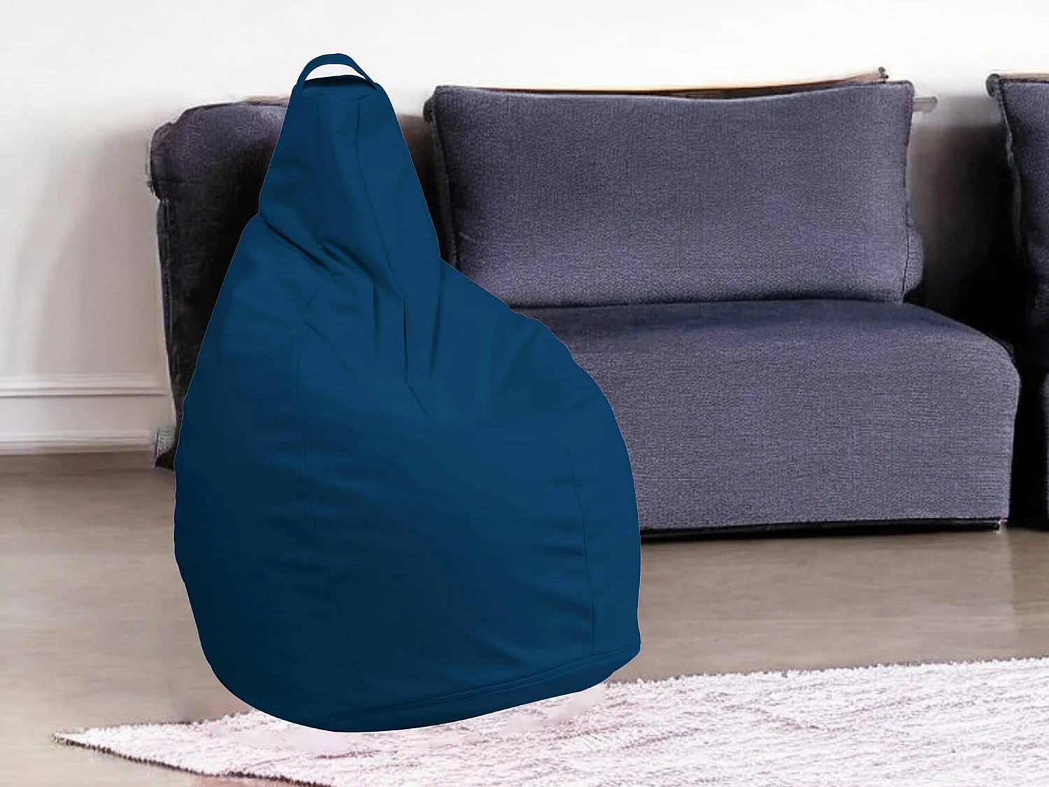 Pouf Aunter, Fauteuil polyvalent, Chaise sac, Pouf repose-pieds, Made in Italy, 90x90 h120 cm, Bleu