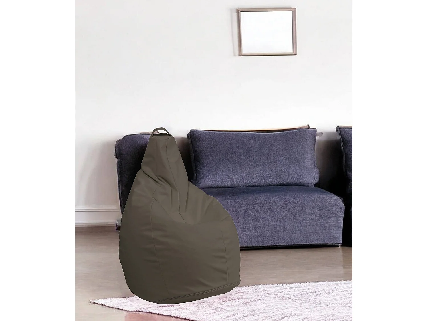 Pouf Aunter, Fauteuil polyvalent, Chaise sac, Pouf repose-pieds, Made in Italy, 90x90 h120 cm, Beige