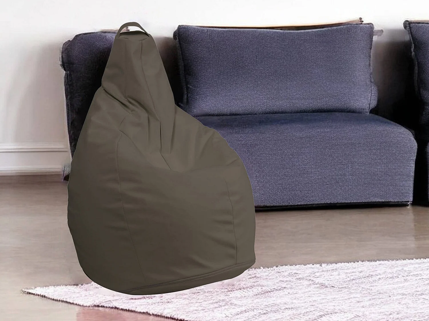 Pouf Aunter, Fauteuil polyvalent, Chaise sac, Pouf repose-pieds, Made in Italy, 90x90 h120 cm, Beige