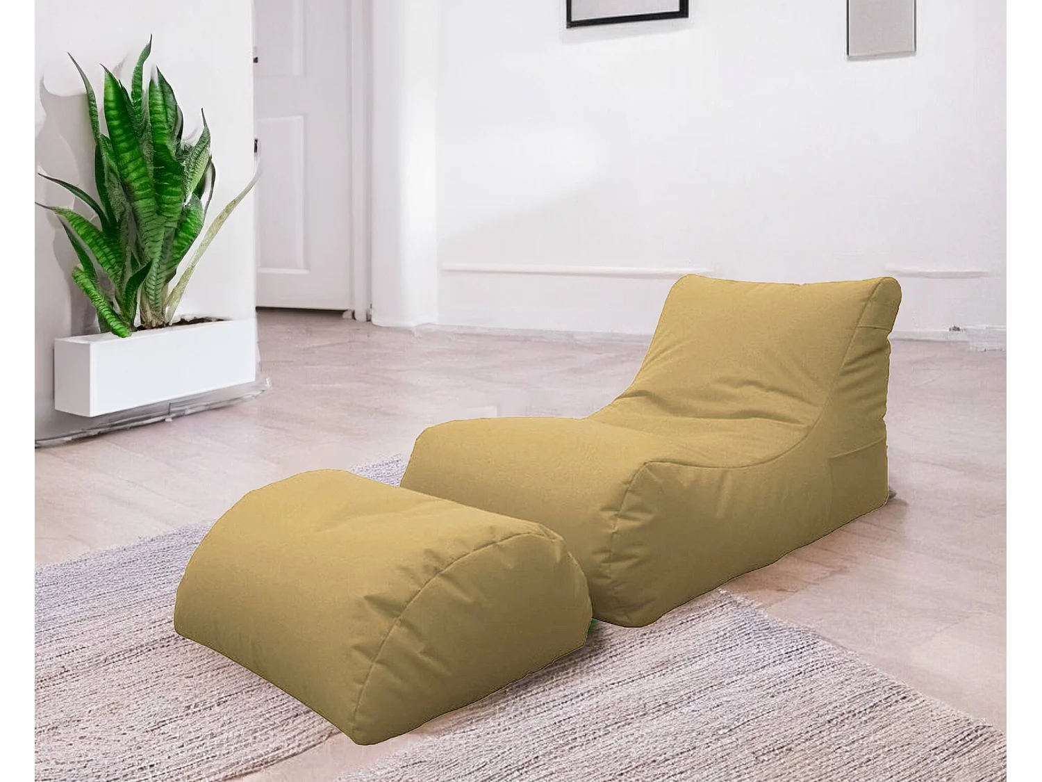 Pouf Alton, Fauteuil polyvalent, Chaise sac, Pouf repose-pieds, Made in Italy, 120x80 h60 cm, Beige