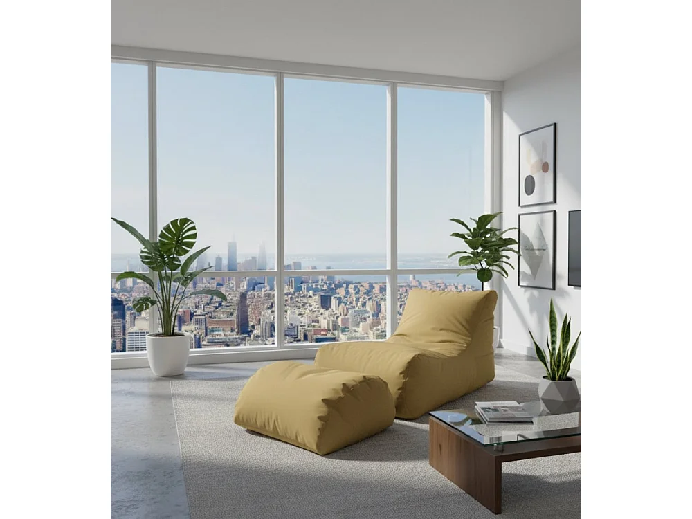 Pouf Alton, Fauteuil polyvalent, Chaise sac, Pouf repose-pieds, Made in Italy, 120x80 h60 cm, Beige