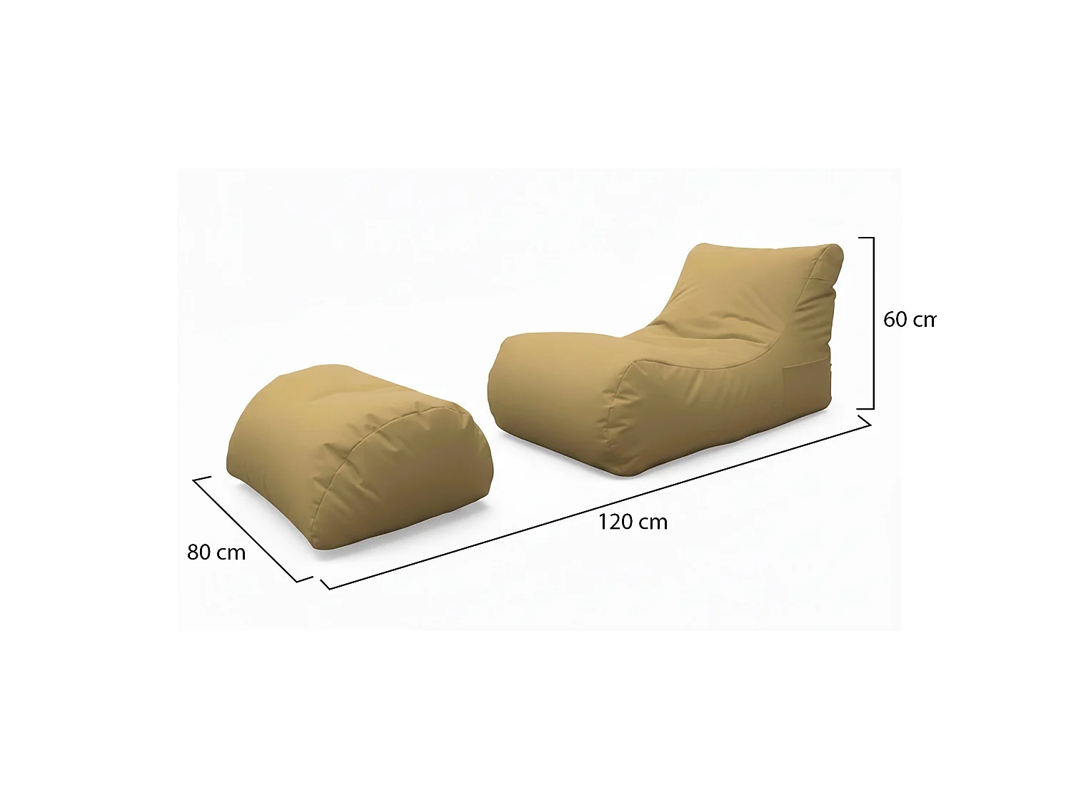 Alton poef, Multifunctionele fauteuil, Zitzak, Voetenbank poef, Made in Italy, 120x80 h60 cm, Beige