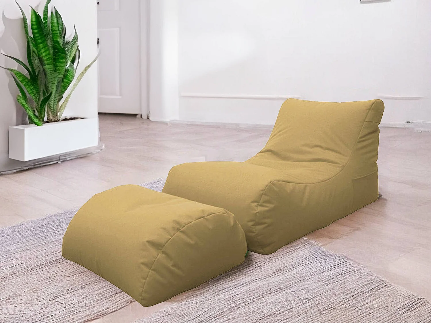 Pouf Alton, Fauteuil polyvalent, Chaise sac, Pouf repose-pieds, Made in Italy, 120x80 h60 cm, Beige