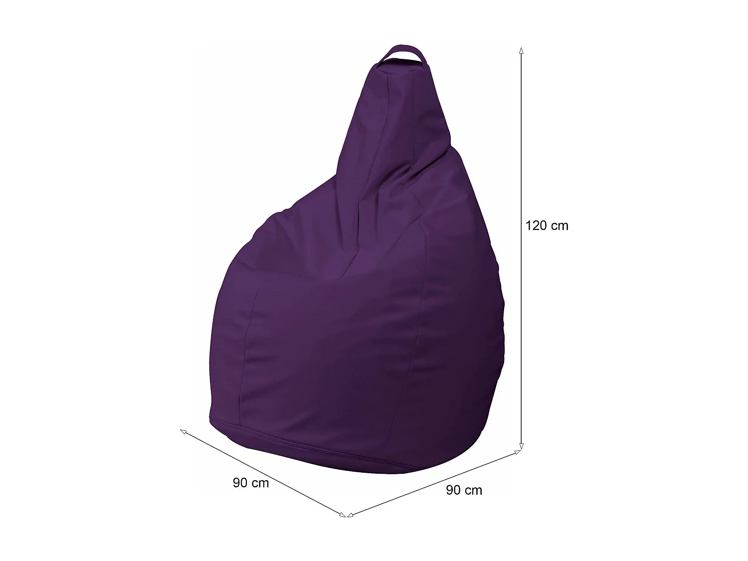 Pouf Boves, Fauteuil polyvalent, Chaise sac, Pouf repose-pieds, Made in Italy, 90x90 h120 cm, Violet