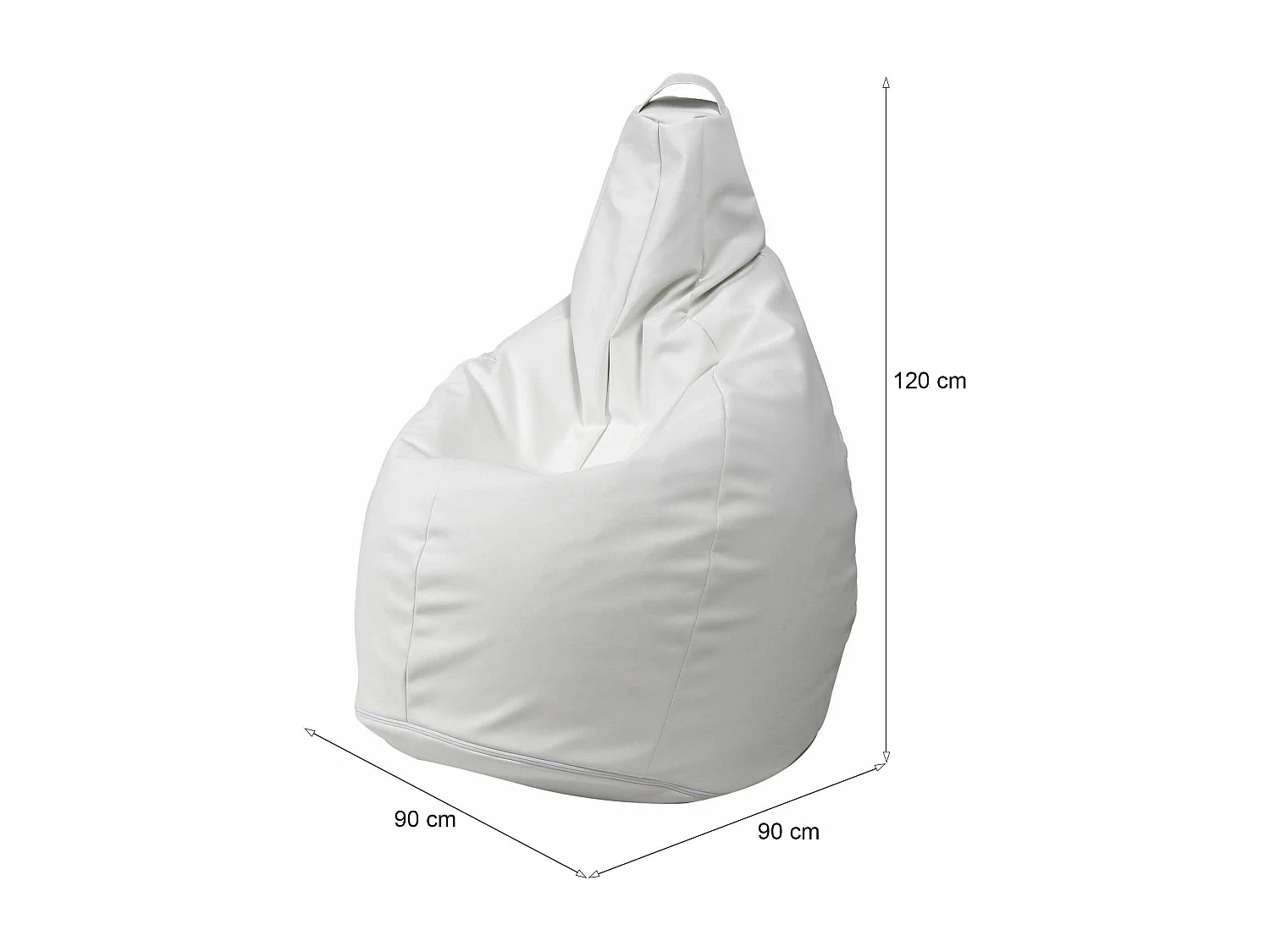 Pouf Agordo, Mehrzwecksessel, Sitzsack, Hockerhocker, Made in Italy, 90x90 h120 cm, Weiß