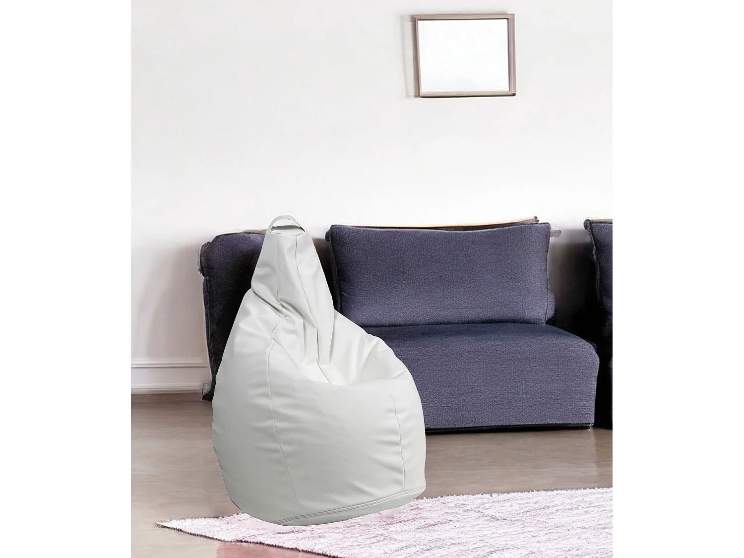 Pouf Agordo, Fauteuil polyvalent, Chaise sac, Pouf repose-pieds, Made in Italy, 90x90 h120 cm, Blanc