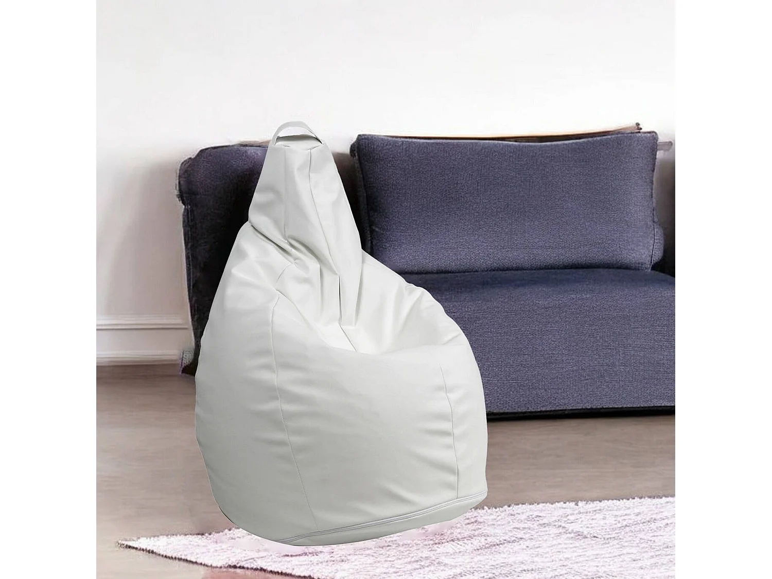 Pouf Agordo, Fauteuil polyvalent, Chaise sac, Pouf repose-pieds, Made in Italy, 90x90 h120 cm, Blanc