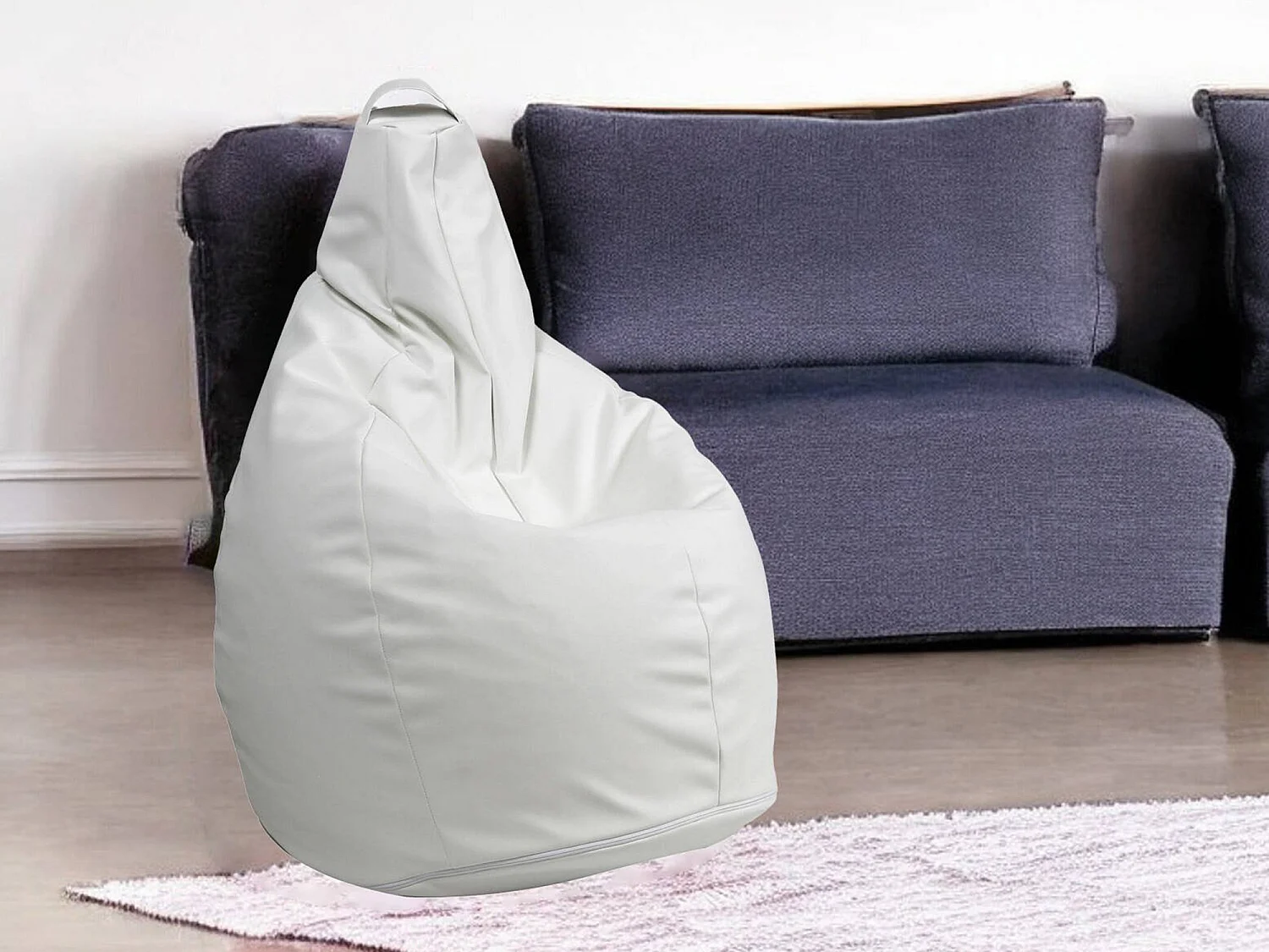 Agordo poef, Multifunctionele fauteuil, Zitzak, Voetenbank poef, Made in Italy, 90x90 h120 cm, Wit