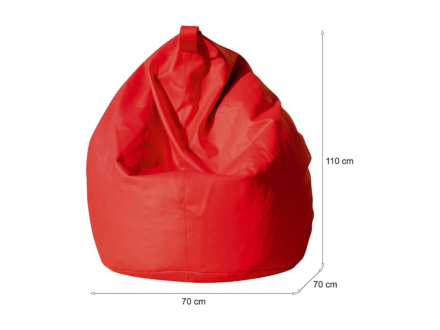 Pouf Azelia, Fauteuil polyvalent, Chaise sac, Pouf repose-pieds, Made in Italy, 70x70 h110 cm, Rouge