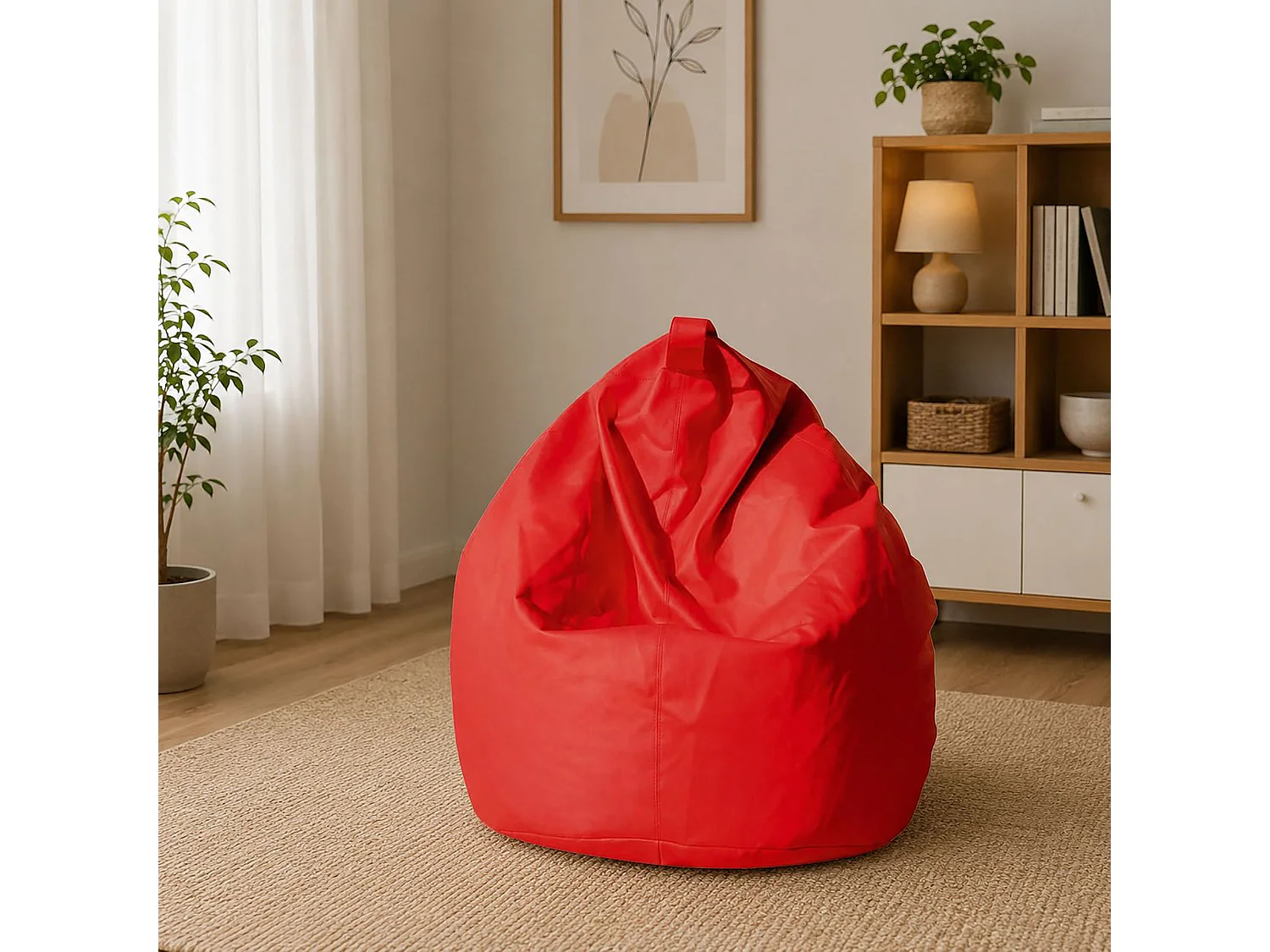 Pouf Azelia, Fauteuil polyvalent, Chaise sac, Pouf repose-pieds, Made in Italy, 70x70 h110 cm, Rouge
