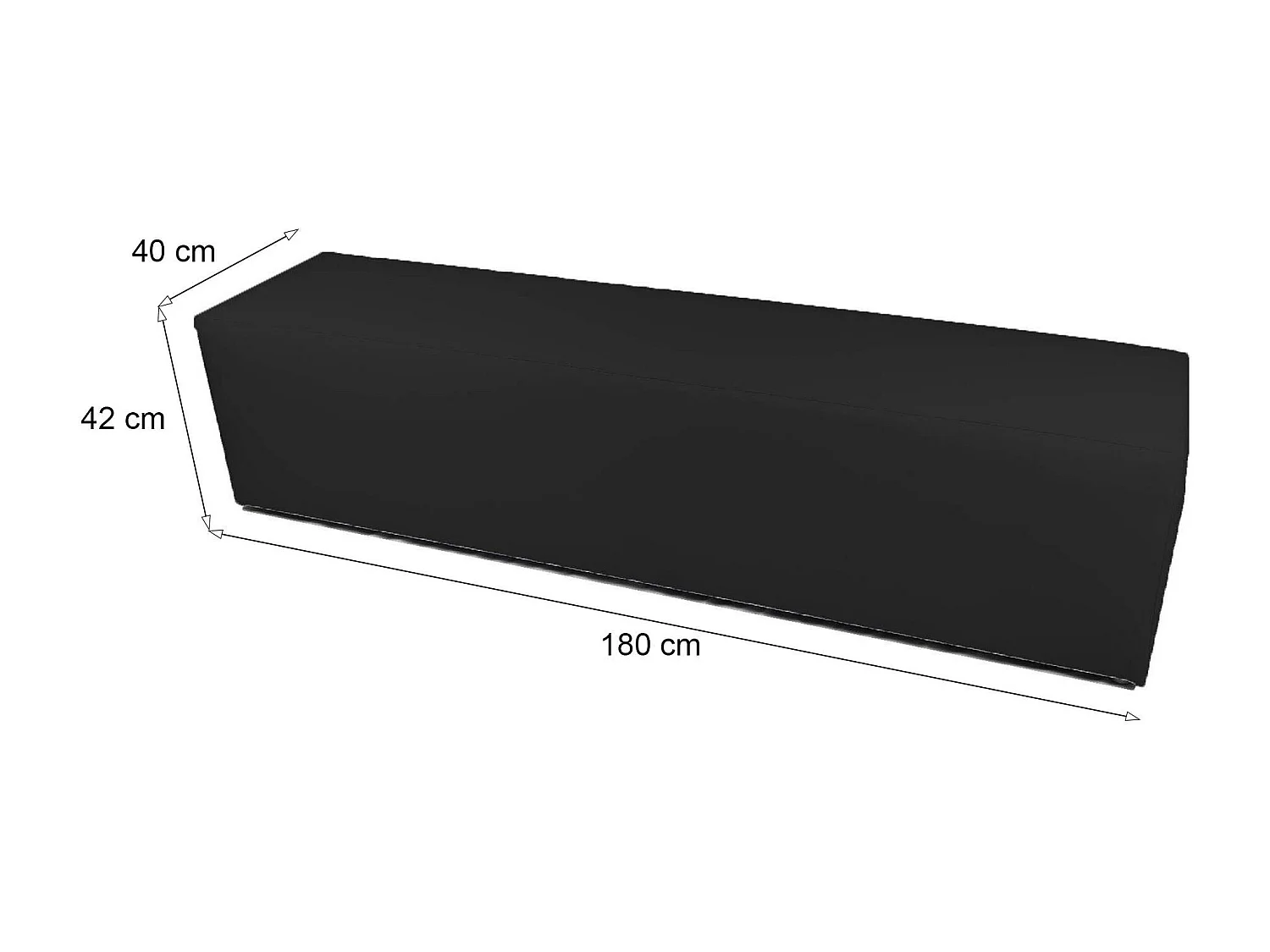 Pufe Apecchio, Poltrona multiusos, Pufe, Pufe apoio para os pés, Fabricado em Itália, 180x40 h42 cm, Preto