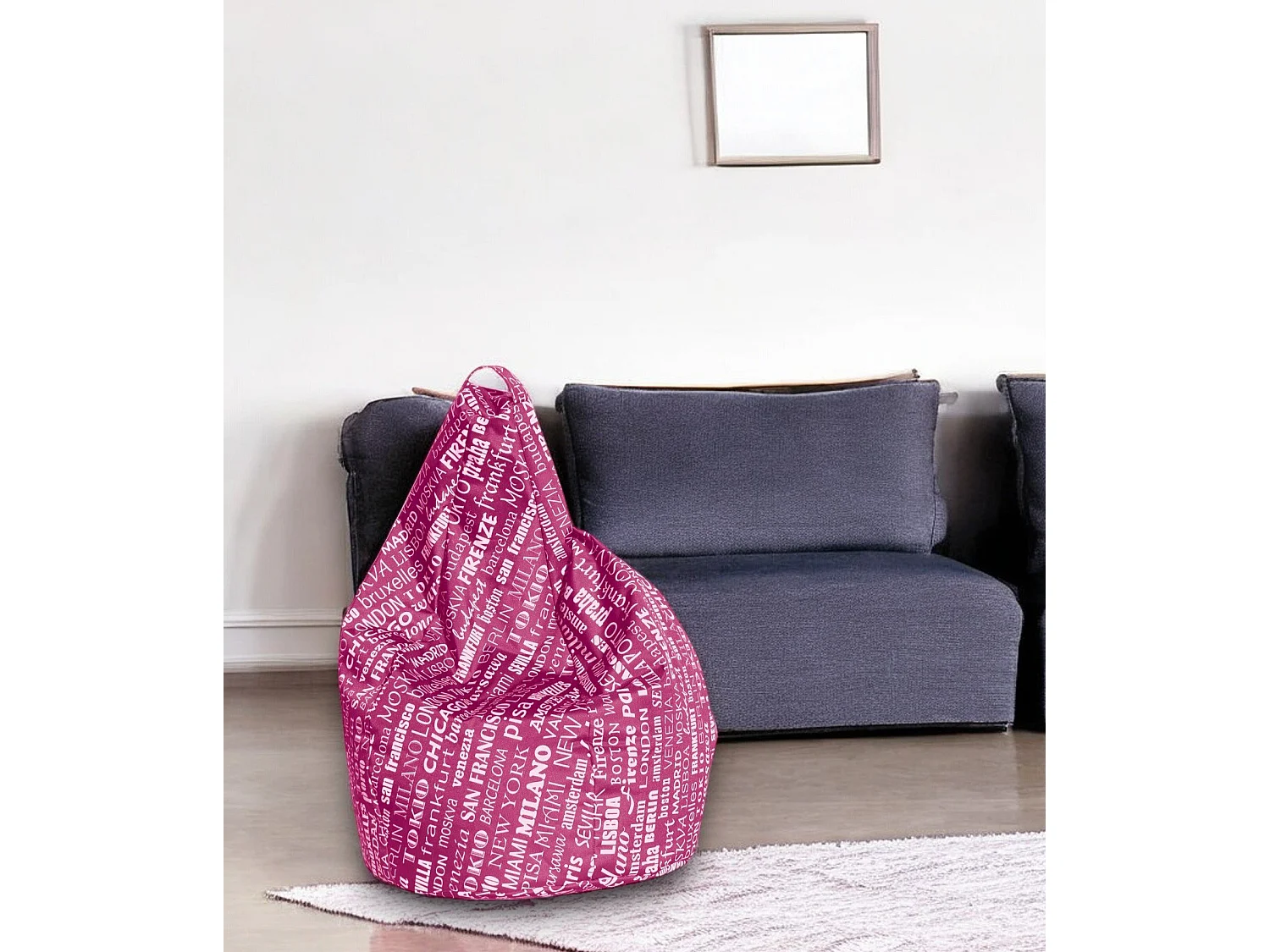 Pouf Marisa, Forma Sacco Made in Italy, 80x80x120h cm Rosa