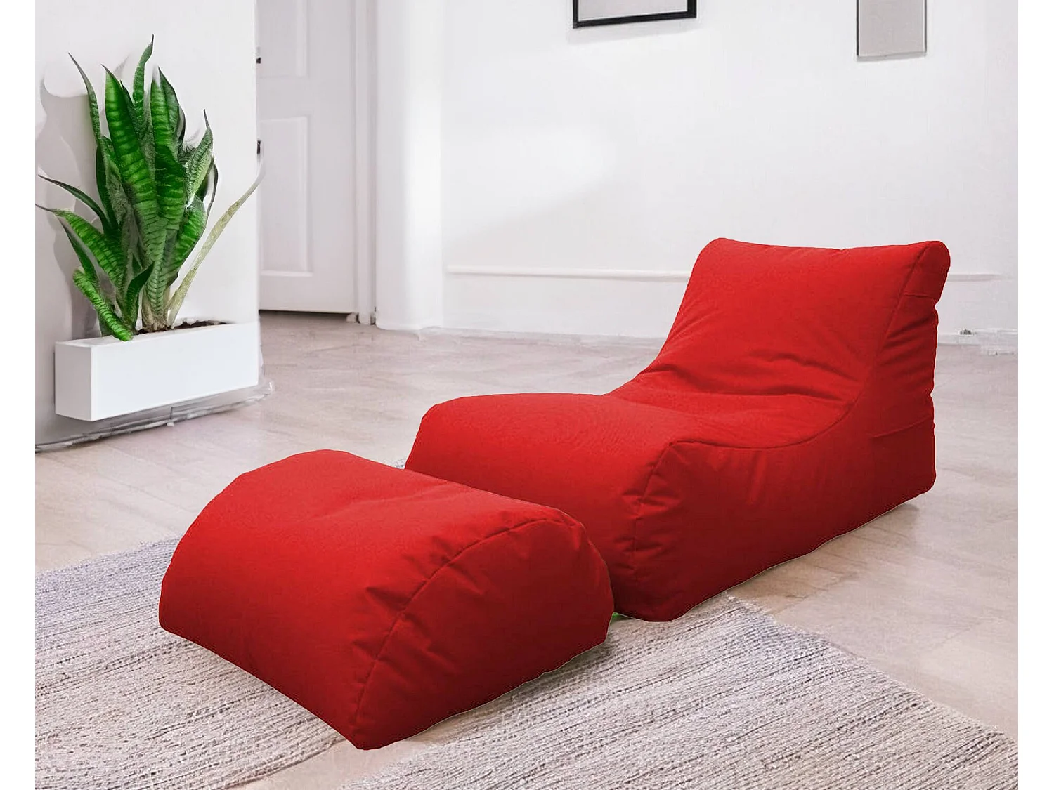 Pouf Alton, Mehrzwecksessel, Sitzsack, Hockerhocker, Made in Italy, 120x80 h60 cm, Rot