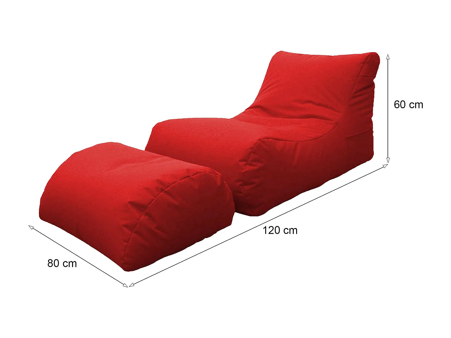 Pouf Alton, Mehrzwecksessel, Sitzsack, Hockerhocker, Made in Italy, 120x80 h60 cm, Rot