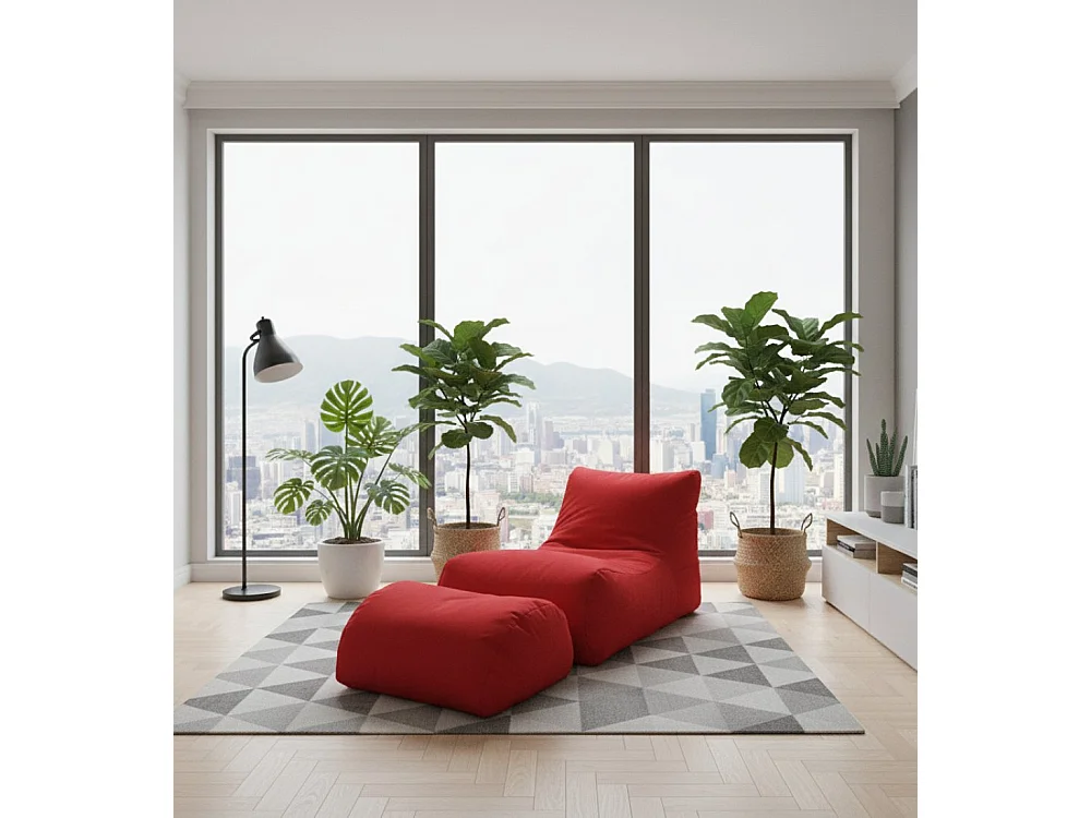 Pouf Alton, Mehrzwecksessel, Sitzsack, Hockerhocker, Made in Italy, 120x80 h60 cm, Rot