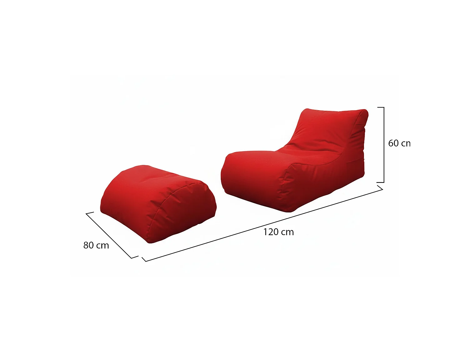 Alton poef, Multifunctionele fauteuil, Zitzak, Voetenbank poef, Made in Italy, 120x80 h60 cm, Rood