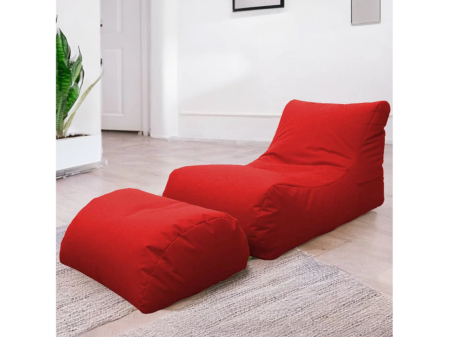 Alton poef, Multifunctionele fauteuil, Zitzak, Voetenbank poef, Made in Italy, 120x80 h60 cm, Rood