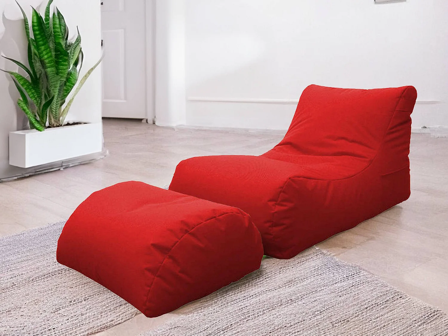 Pouf Alton, Fauteuil polyvalent, Chaise sac, Pouf repose-pieds, Made in Italy, 120x80 h60 cm, Rouge