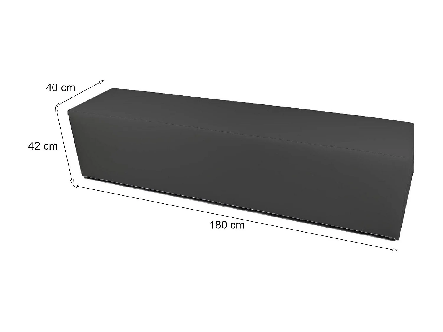 Pouf Apecchio, Forma Rettangolare Made in Italy, 40x180x42h cm Grigio