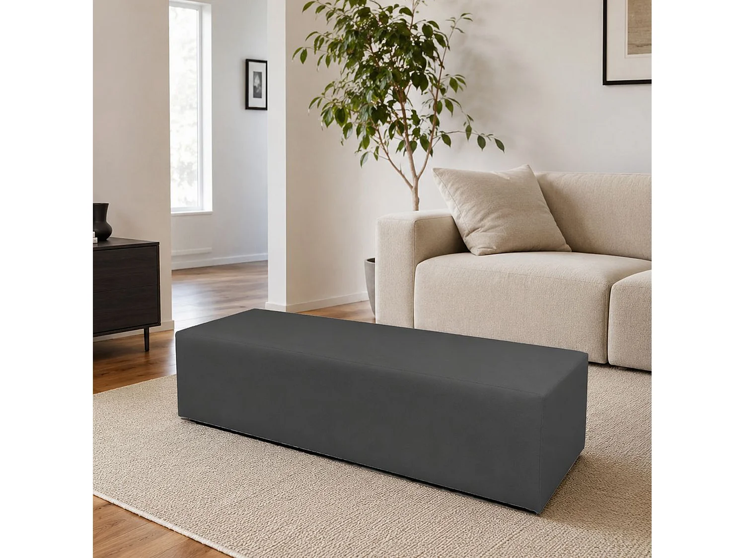 Pouf Apecchio, Fauteuil polyvalent, Chaise sac, Pouf repose-pieds, Made in Italy, 180x40 h42 cm, Gris