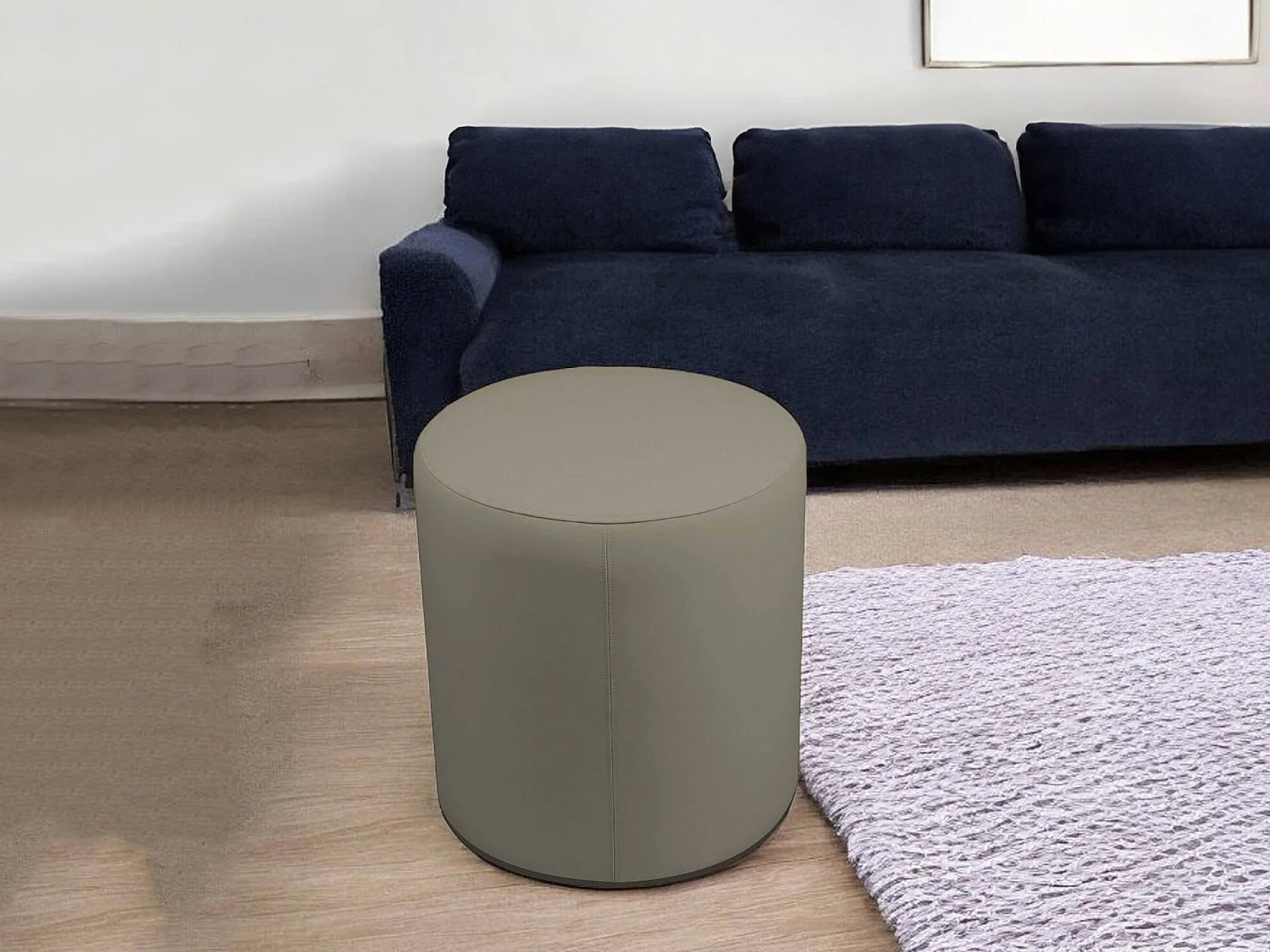 Pouf Lisboa, Forma Cilindrica Made in Italy, 40x40x42h cm Grigio