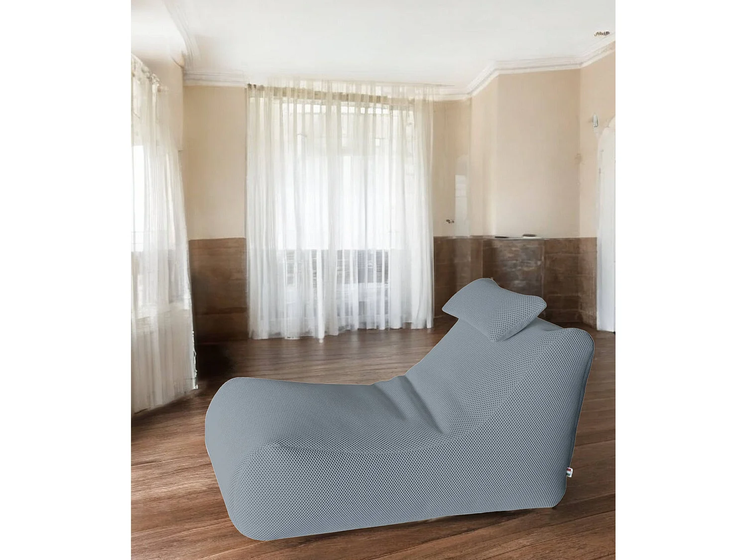 Pufe ÐœÑ–hck, Poltrona multiusos, Pufe, Pufe apoio para os pés, Fabricado em Itália, 70x120 h65 cm, Cinza claro