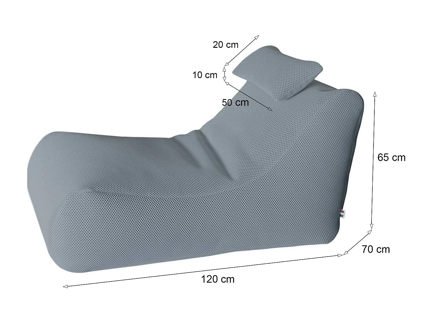 Pouf Міhck, Forma Sacco Made in Italy, 120x70x65h cm Grigio