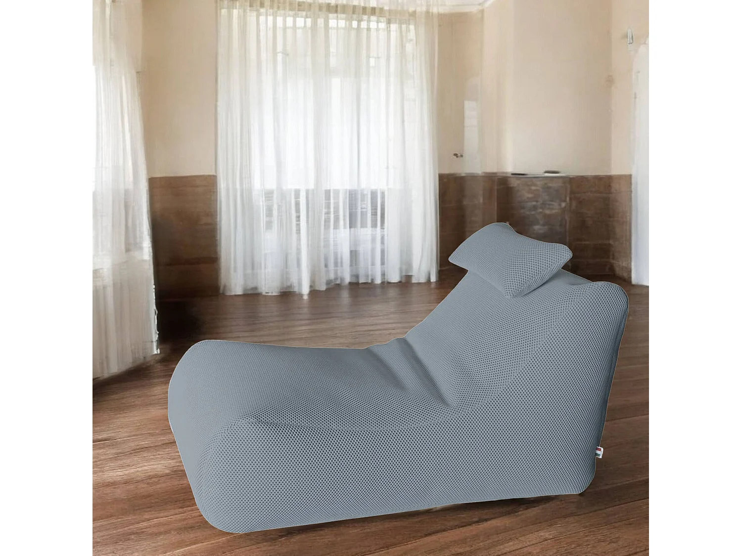 Pouf ÐœÑ–hck, Fauteuil polyvalent, Chaise sac, Pouf repose-pieds, Made in Italy, 70x120 h65 cm, Gris clair