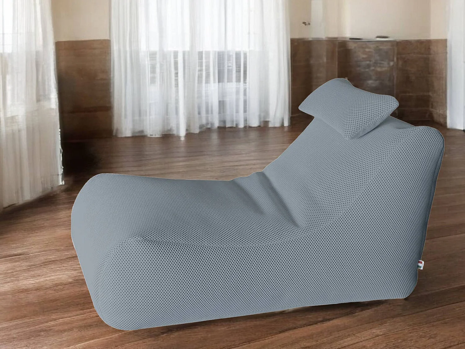 Pouf ÐœÑ–hck, Fauteuil polyvalent, Chaise sac, Pouf repose-pieds, Made in Italy, 70x120 h65 cm, Gris clair