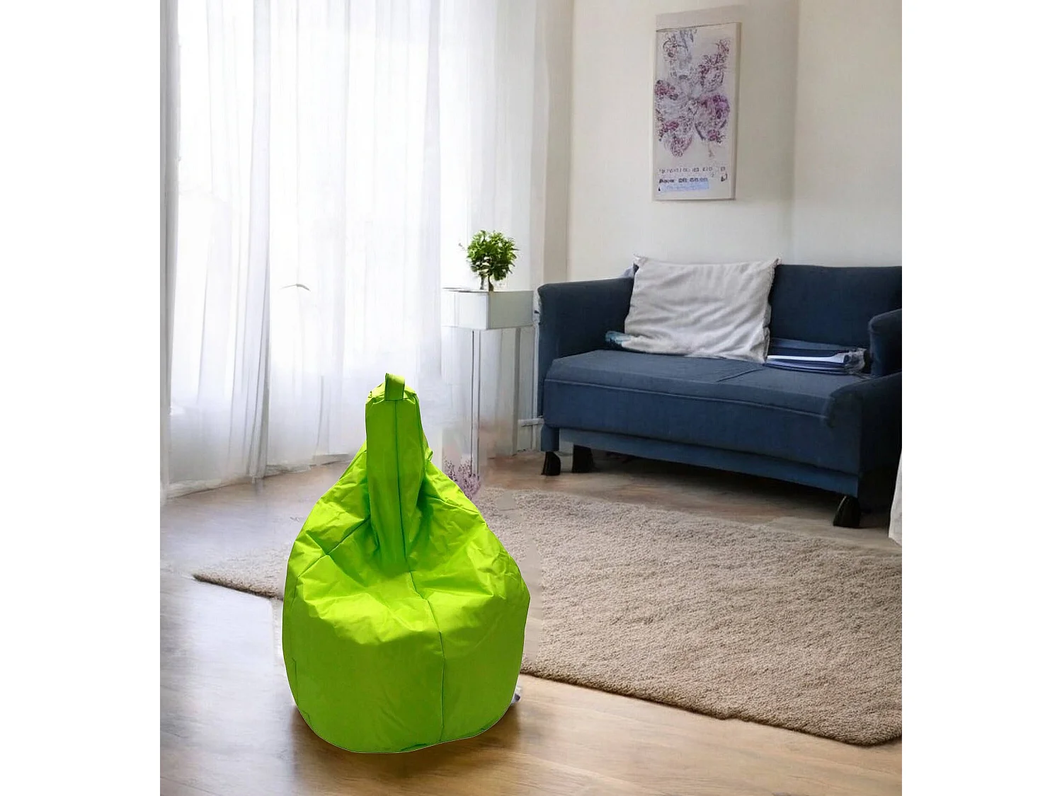 Pouf Angillina, Fauteuil polyvalent, Chaise sac, Pouf repose-pieds, Made in Italy, 80x80 h120 cm, Vert