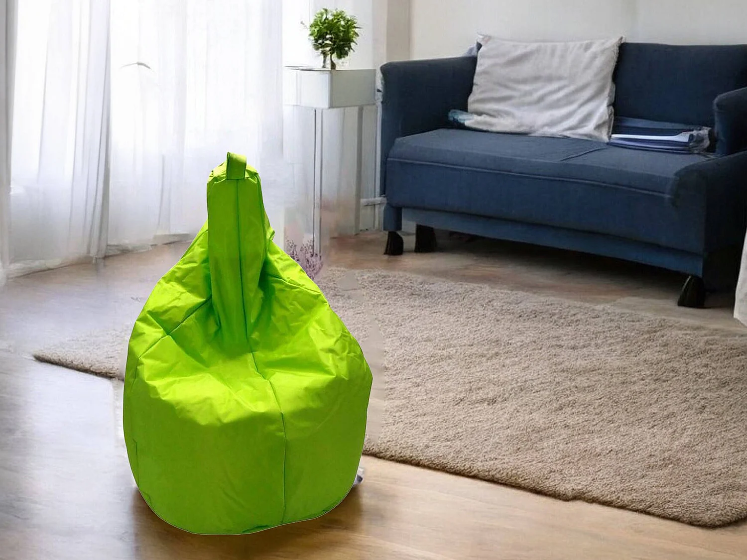 Pouf Angillina, Fauteuil polyvalent, Chaise sac, Pouf repose-pieds, Made in Italy, 80x80 h120 cm, Vert