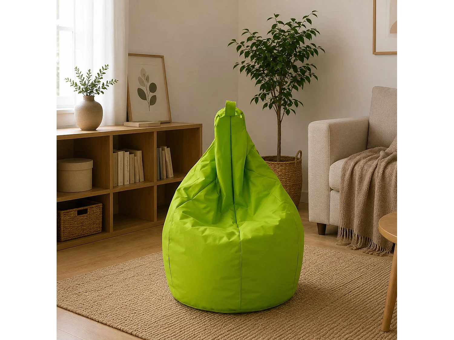 Pouf Angillina, Fauteuil polyvalent, Chaise sac, Pouf repose-pieds, Made in Italy, 80x80 h120 cm, Vert