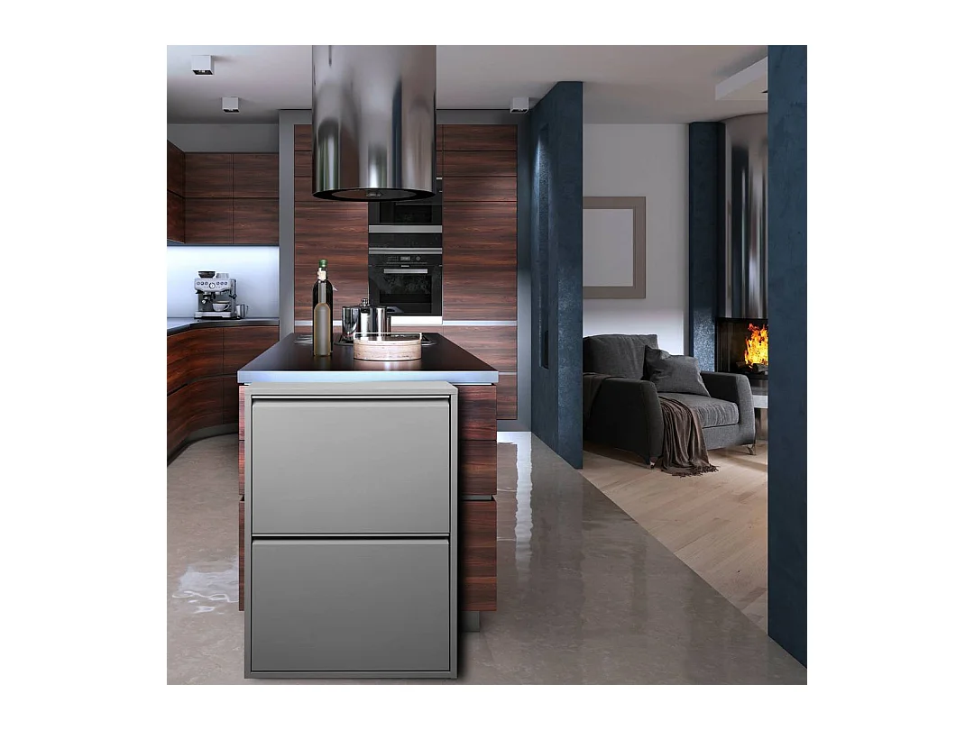 Poubelle AnuKhatun, Corbeille, Poubelle pour la collecte des déchets, Armoire à ordures, 60x25 h93 cm, Gris