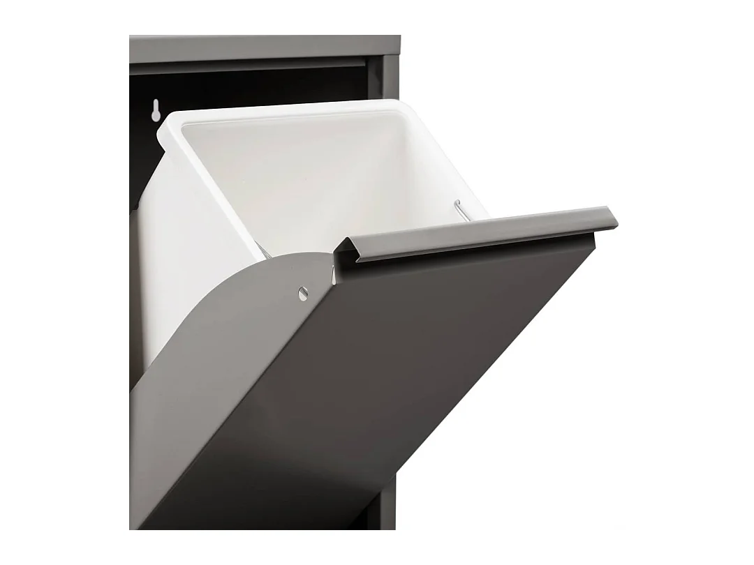 Poubelle AnuKhatun, Corbeille, Poubelle pour la collecte des déchets, Armoire à ordures, 60x25 h93 cm, Gris