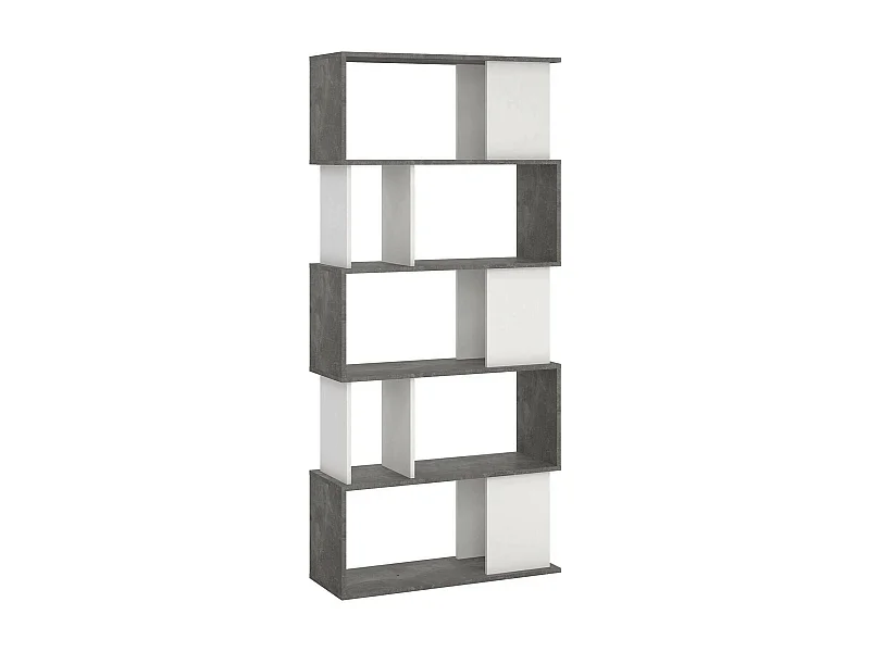 Bücherregal Arg, Büroregal, Mobiler Buchhalter, Bücherbrett, 80x30 h175 cm, Zement und WeiÃŸ