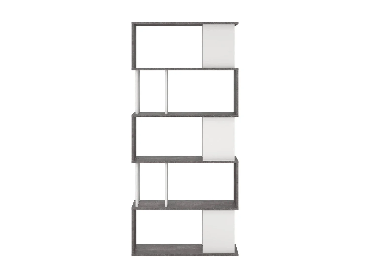 Bibliothèque Arg, Etagère de bureau, Porte-livre mobile, Librairie, 80x30 h175 cm, Ciment et blanc