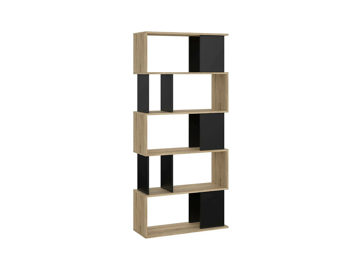 Bibliothèque Arg, Etagère de bureau, Porte-livre mobile, Librairie, 80x29 h175 cm, Chêne et Noir