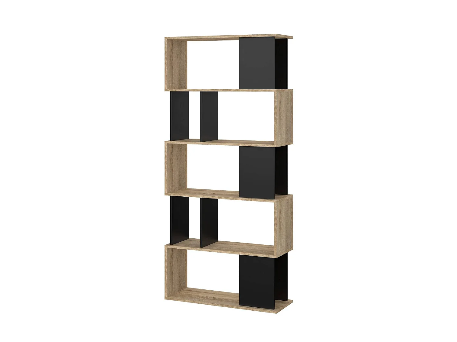 Bibliothèque Arg, Etagère de bureau, Porte-livre mobile, Librairie, 80x29 h175 cm, Chêne et Noir