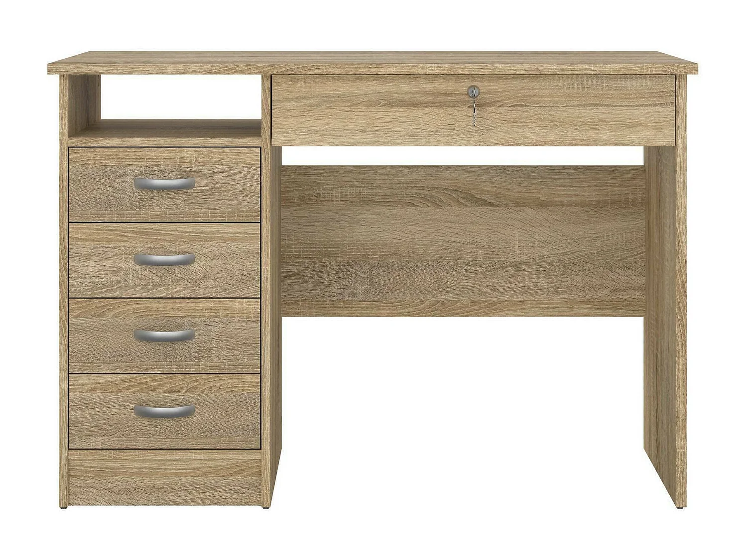 Bureau Amor, Pupitre polyvalent, Table de bureau pour PC, Plan de travail, 109x49 h76 cm, Chêne