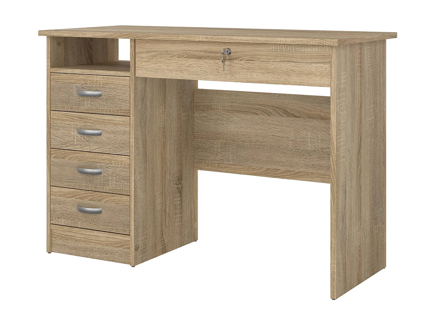 Bureau Amor, Pupitre polyvalent, Table de bureau pour PC, Plan de travail, 109x49 h76 cm, Chêne