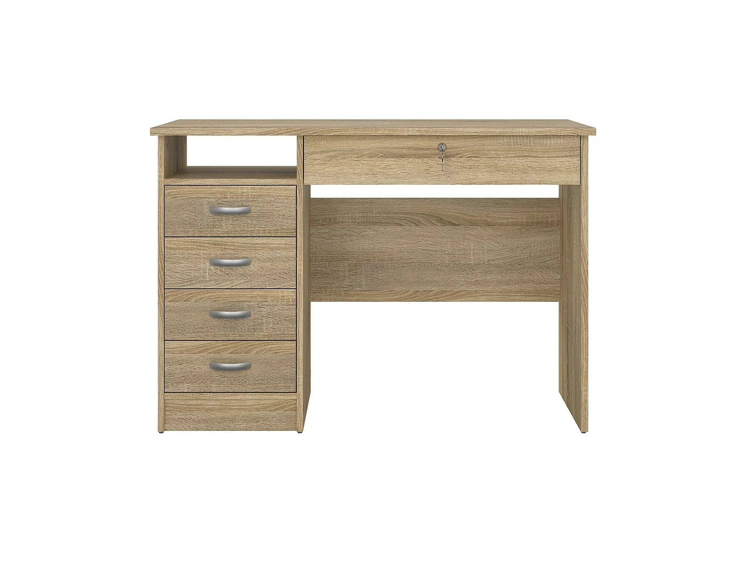 Bureau Amor, Pupitre polyvalent, Table de bureau pour PC, Plan de travail, 109x49 h76 cm, Chêne