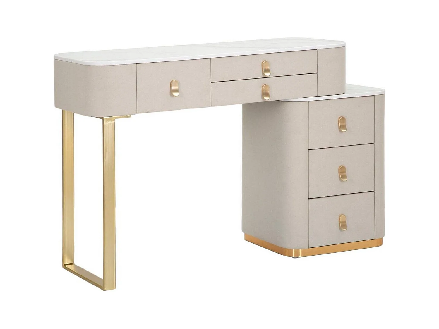 Bureau Apoteosi, Pupitre polyvalent, Table de bureau pour PC, Plan de travail, 120x40 h75 cm, Crème et Or