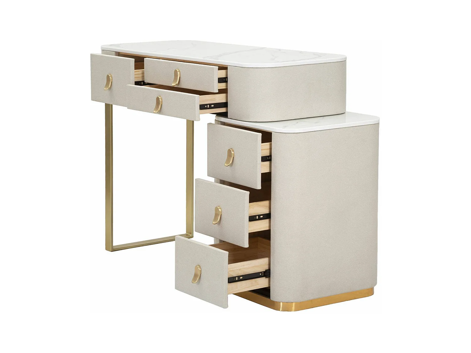 Bureau Apoteosi, Pupitre polyvalent, Table de bureau pour PC, Plan de travail, 120x40 h75 cm, Crème et Or