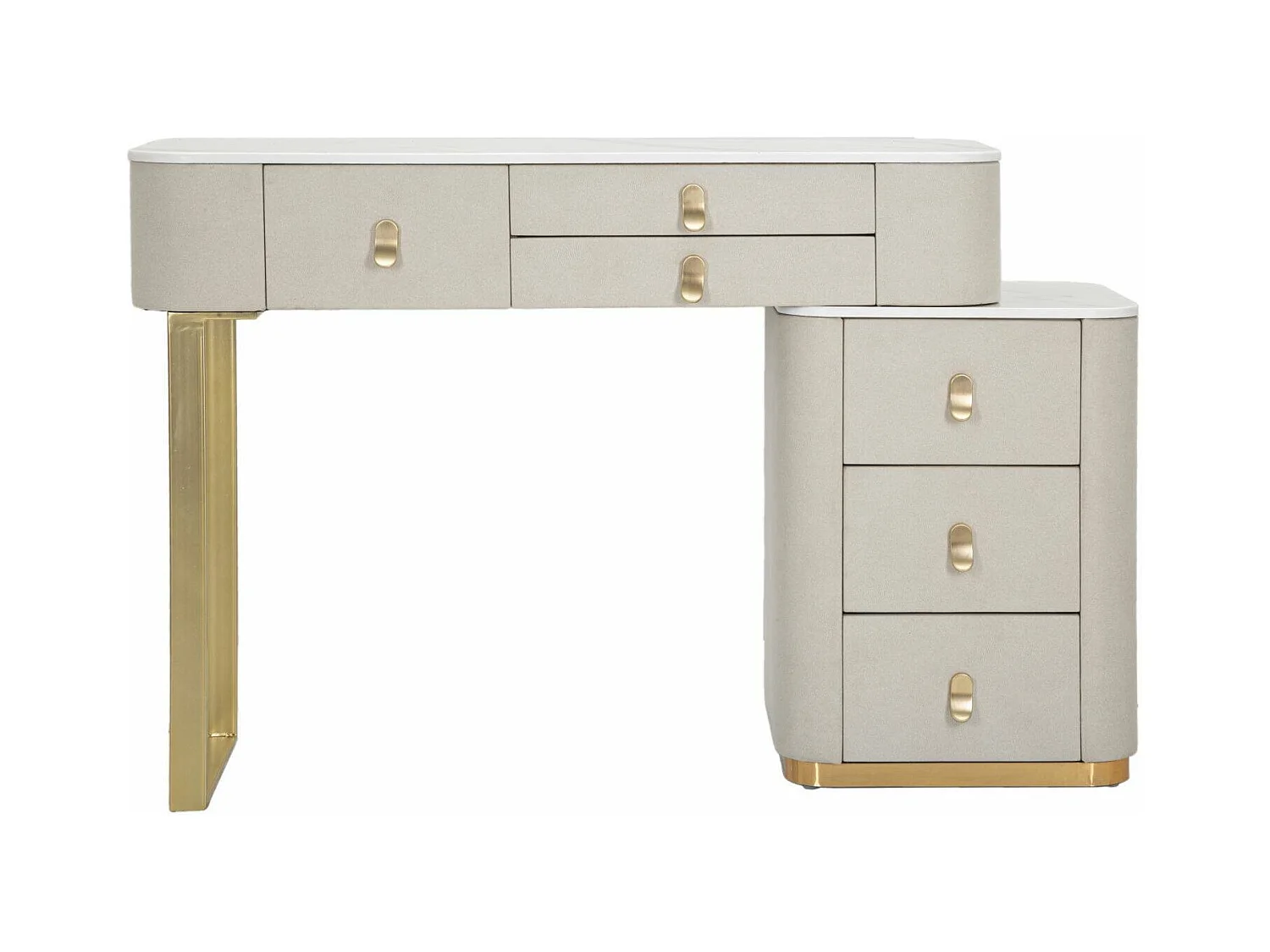 Bureau Apoteosi, Pupitre polyvalent, Table de bureau pour PC, Plan de travail, 120x40 h75 cm, Crème et Or