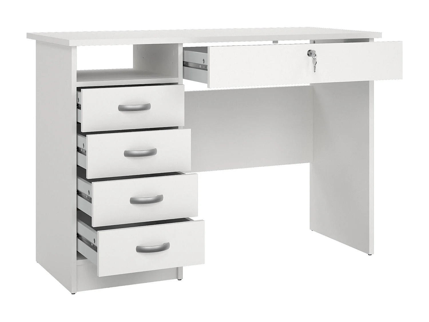 Bureau Amor, Pupitre polyvalent, Table de bureau pour PC, Plan de travail, 109x48 h75 cm, Blanc