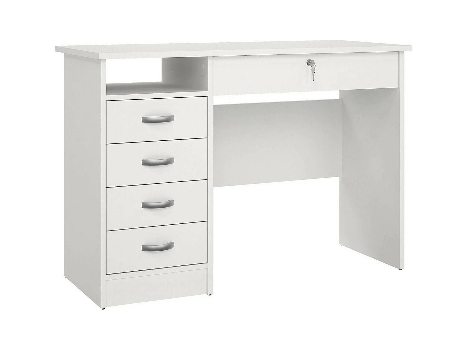 Bureau Amor, Pupitre polyvalent, Table de bureau pour PC, Plan de travail, 109x48 h75 cm, Blanc